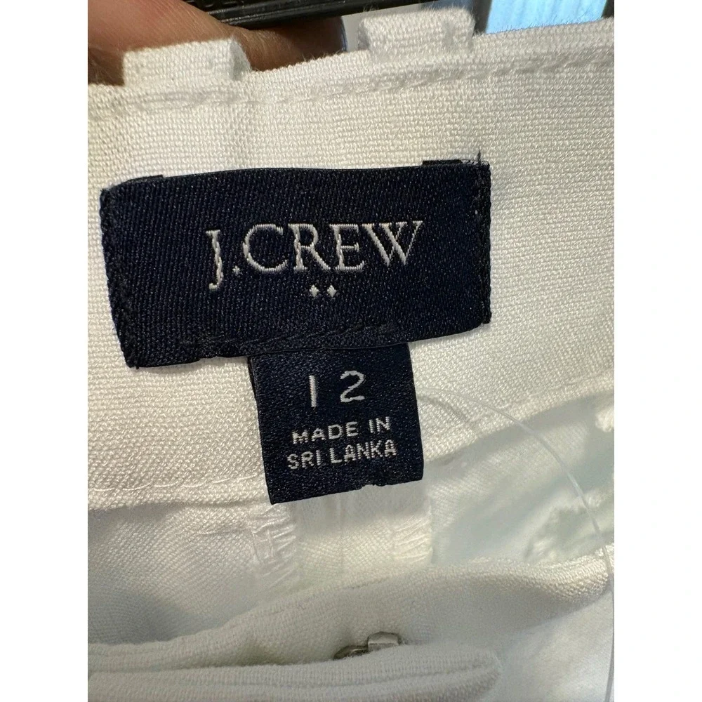 J.Crew White Linen Blend Wide Leg Crop Pants‎ Size 12 NWT